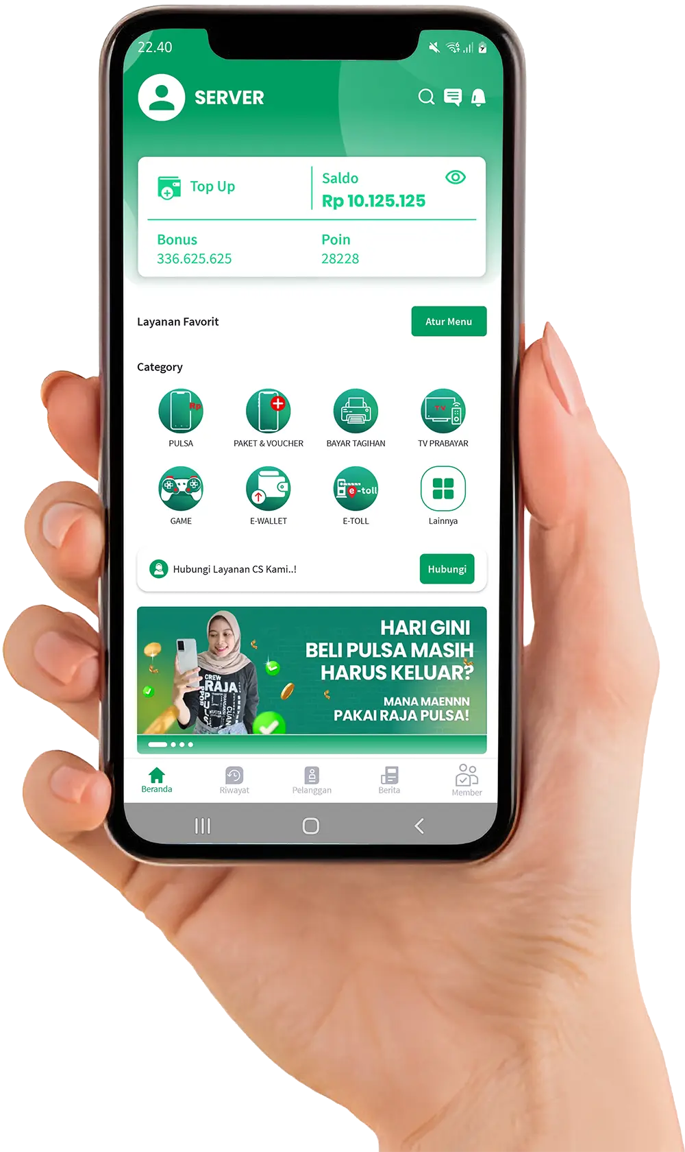 Raja Pulsa aplikasi distributor pulsa paket internet token listrik dan PPOB